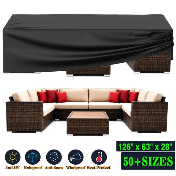 SHELTUSE Patio Furniture Covers Waterproof Outdoor Couch Sectional Sofa Set Cover, 126in x 63in x 28in