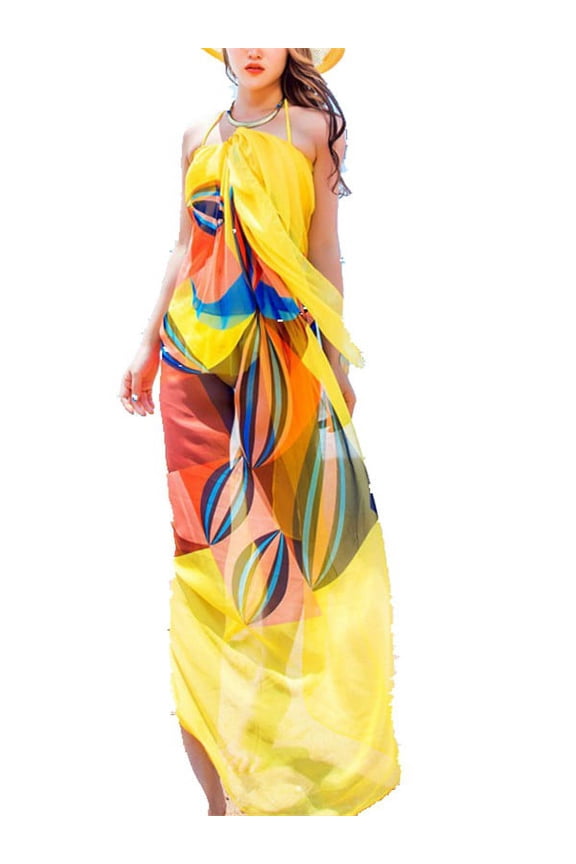 Women Floral Chiffon Bikini Cover Up Dress Beach Dresses