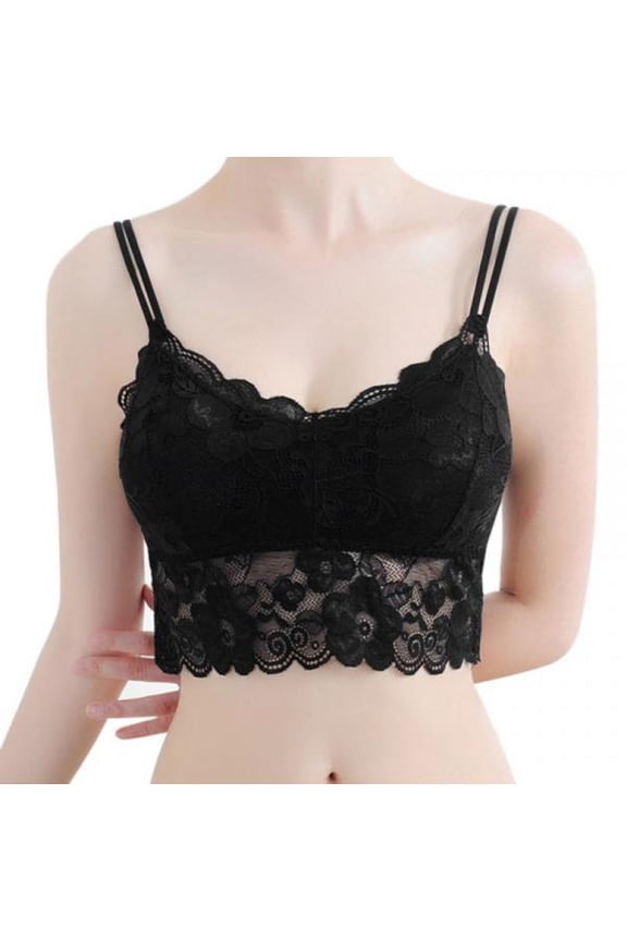 Women Sexy Lace Vest Straps Padded Bras Crop Camisole Tops