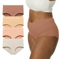 thumbnail image 1 of SHEMOR Women's Plus Size Underwear 3XL-6XL High Waist Briefs Cotton Soft Panties 4-Pack (3XL,Blush Sand), 1 of 5