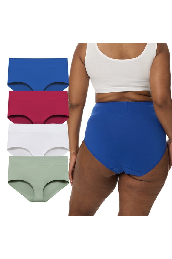 Women's Plus Size Underwear 3XL-6XL High Waist Briefs Cotton Soft Panties 4-Pack (4XL,Moonlight Ivy)