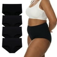 thumbnail image 1 of SHEMOR Women's Plus Size Underwear 3XL-6XL High Waist Briefs Cotton Soft Panties 4-Pack (5XL,Black), 1 of 5