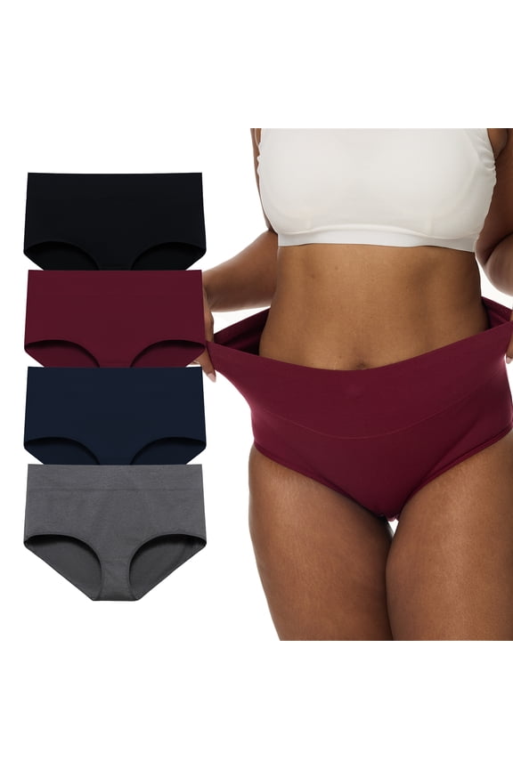 Women's Plus Size Underwear 3XL-6XL High Waist Briefs Cotton Soft Panties 4-Pack (6XL,Midnight Rose)