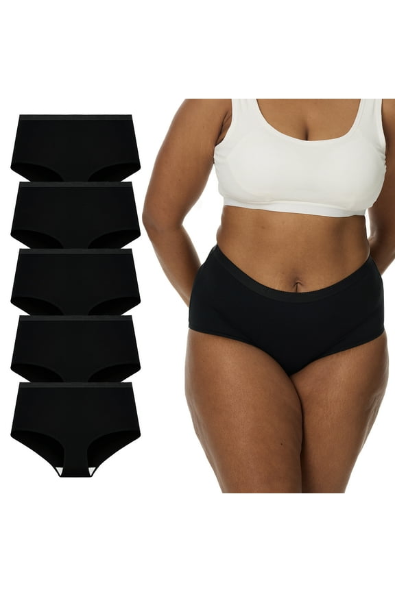 Women's Plus Size XL-5XL High Waisted Breathable Cotton Underwear Briefs Panties 5-Pack (3XL,Black)