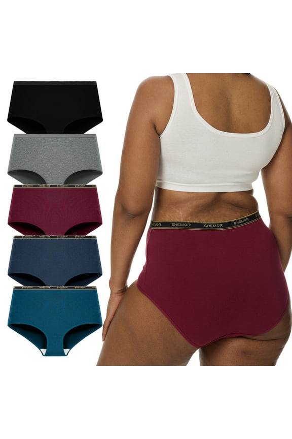 Women's Plus Size XL-5XL High Waisted Breathable Cotton Underwear Briefs Panties 5-Pack (3XL,Twilight Mirage)
