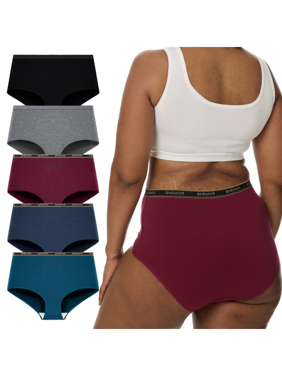 Women's Plus Size XL-5XL High Waisted Breathable Cotton Underwear Briefs Panties 5-Pack (3XL,Twilight Mirage)