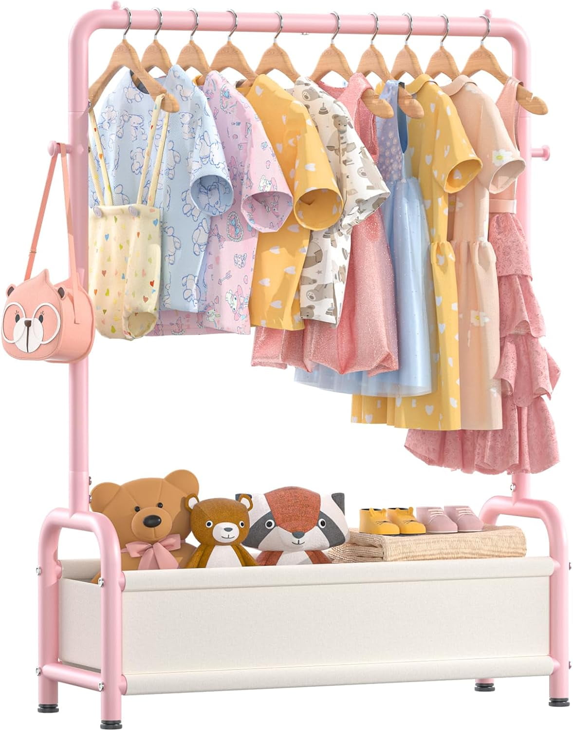 SHEN Kids Clothing Rack with Storage Shelf, Kids Dress Up Rack Storage ...