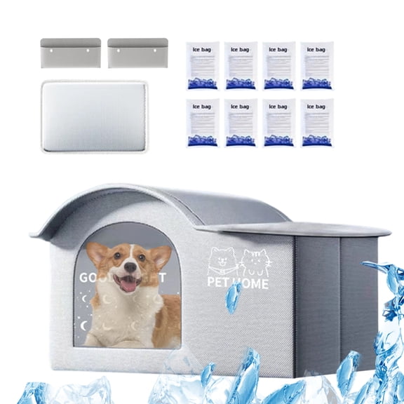 SHENERDA Air Conditioner Cat House Summer Cat Cooling House Shelter Foldable Weatherproof Furniture Cave Dog Bed for Patio Backyard Outside Balcony Garden Summer Indoor Home kind