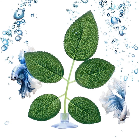 SHENERDA Betta Fish Bed Fish Tank Leaf Pad with Suction Cup Artificial Plant for Shrimp Guppy Sleeping Playing Hiding Spawning Habitat Enrichment