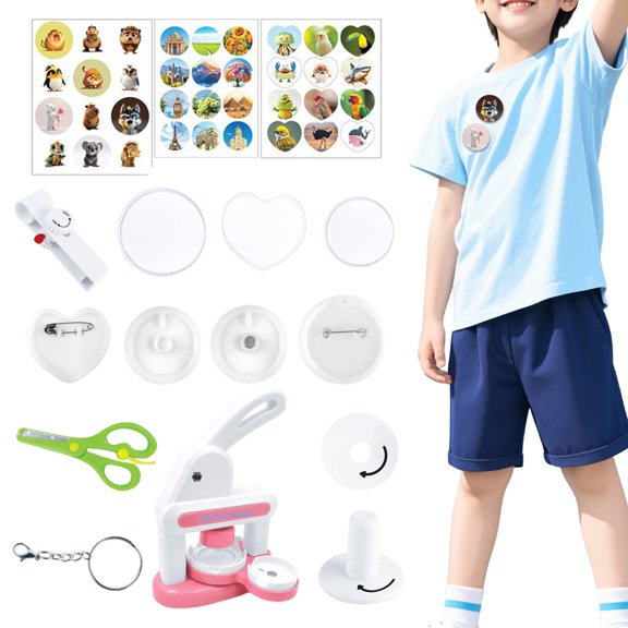 SHENERDA Button Maker Manual Press Art Craft Badge Making Accessories Badge Maker for DIY Crafting Projects Decoration Family Parent-Child Activities