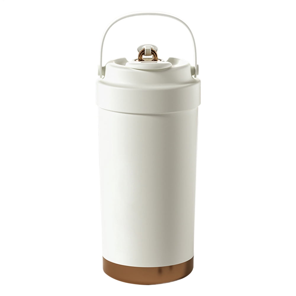 Tasse Café Céramique Avec Couvercle 500ml - Mug Isotherme Anti-Fuites, Poignée Ergonomique, Idéal Camping, Voyage Et Bureau - Blanc Crème