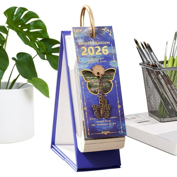 SHENERDA Desk Calendar 2026 Oil Painting Planner Standing Calendar for Family School Classroom Workplace Kitchen Study Room Apartment Art Studio outgoing