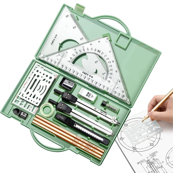 SHENERDA Geometry Set 16X Math Geometry Kit Drawing Tools with Storage Box Compass Graphic Drafting Supplies for School Students forceful