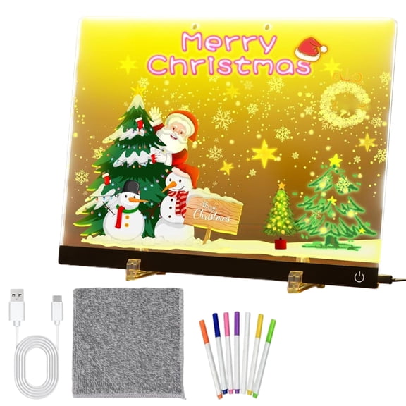 SHENERDA LED Drawing Note Board USB Dry Erase Acrylic Pad with 7 Color Pens Light Up Doodle Board with Stand for Home Office School Apartment Classroom Travel admired