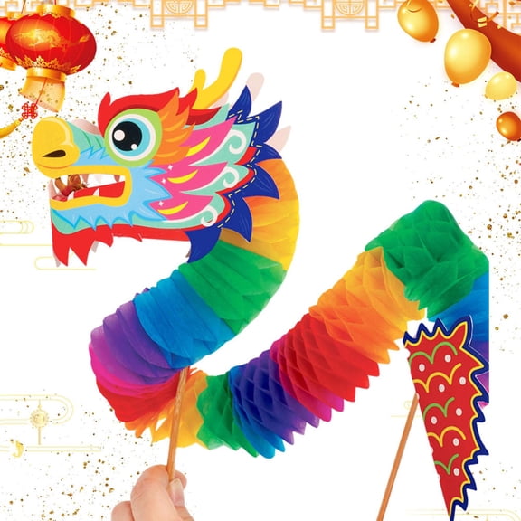 SHENERDA Paper Dragon Puppet Handmade Creative New Year Paper Dragon Lunar New Year Dragon Gifts Multifunctional Year of The Dragon DIY Puppet Kits for Spring Festival adaptable