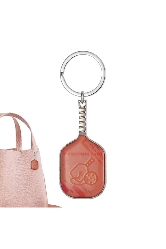 Pickleball Paddle Keychains for Women Metal Pickleball Racquet Keychain Creative Pickleball Keychain Metal Pickleball Keychain for Men and Women