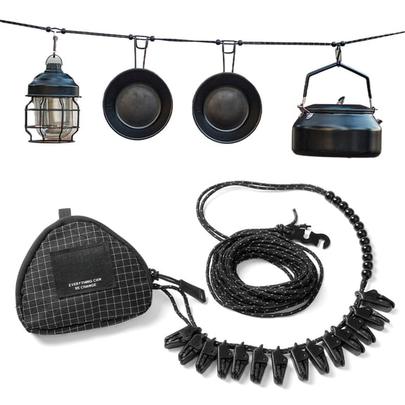 SHENERDA Portable Clothesline Reflective Drying with Clips Storage Travel Clothesline for Hotel Room for Cruise Camping Accessories Hiking Survival Road Trip RV Indoor Outdoor Home usefulness