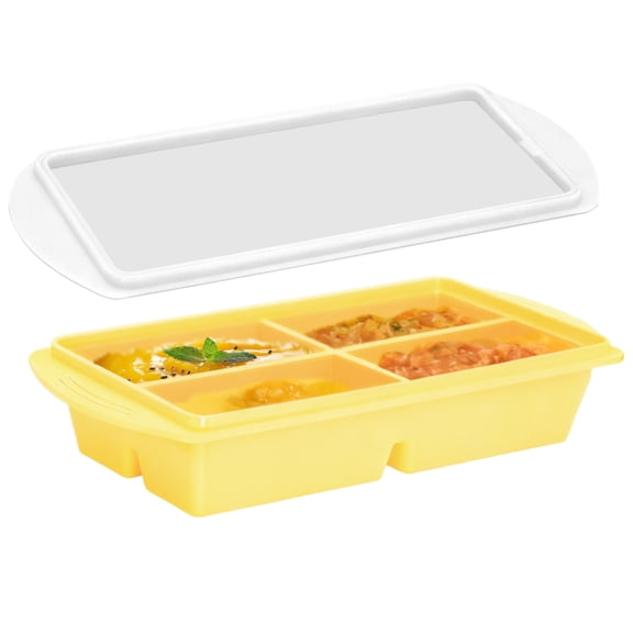 SHENERDA Silicone Soup Freezer Molds 4-Grid with Lid Microwave Safe Soup Cubes Freezer Tray with Lid for Sauce Broth Leftovers Meal Prep Home Kitchen Apartment Office Microwave Safe dependable