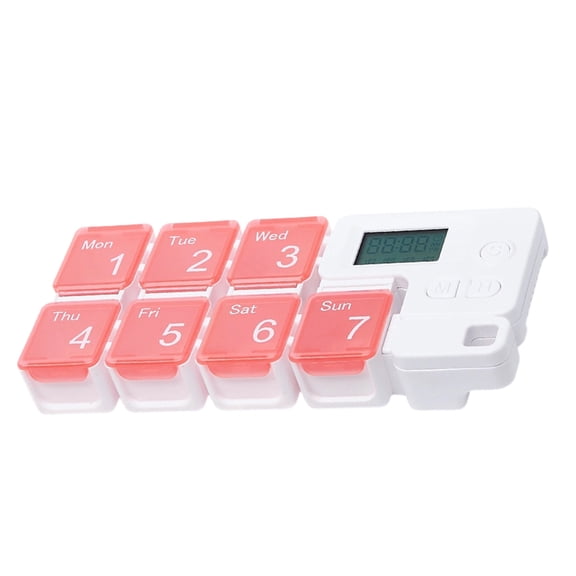 SHENERDA Weekly Pill Organizer Battery Operated Weekly Dispenser 7 Day Pill Organizer Case for Home School Outdoor Travel Camping Vacation Road Trip Men Women Kids Elderly