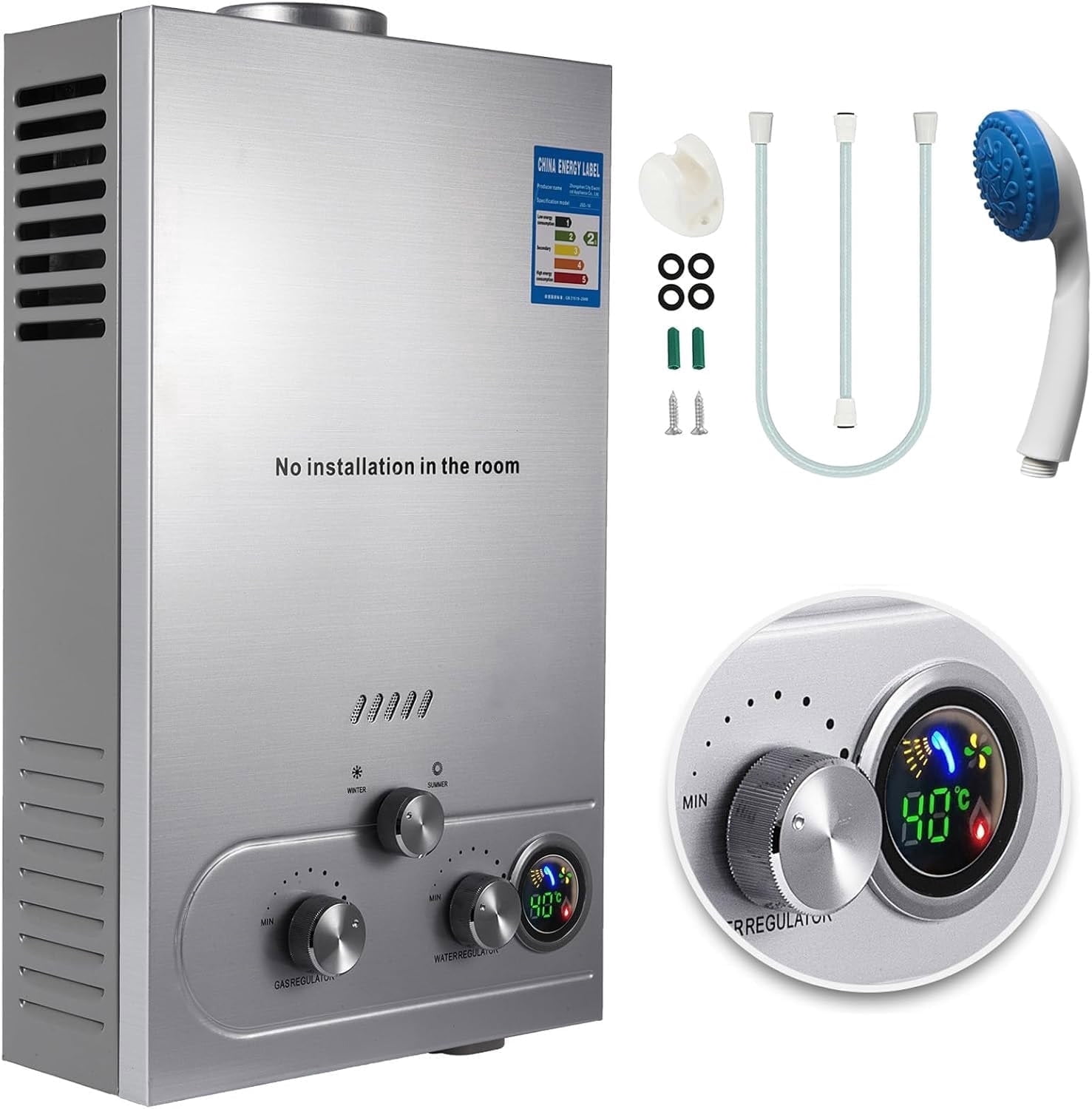 SHENGJINSH 16L Tankless Water Heater, 4.3 GPM LPG Gas Water Heater Instant Hot Water Heater Propane