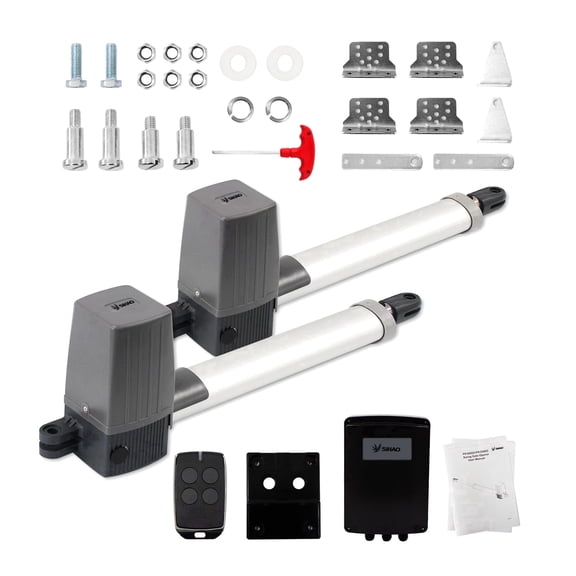 SHENGJINSH Dual Automatic Gate Openers Up to 8.2ft and 660lb Heavy Duty Swing Gate Openers with Remote Complete Kit, for Driveway with Powerful Motor Solar Battery Charging Compatible