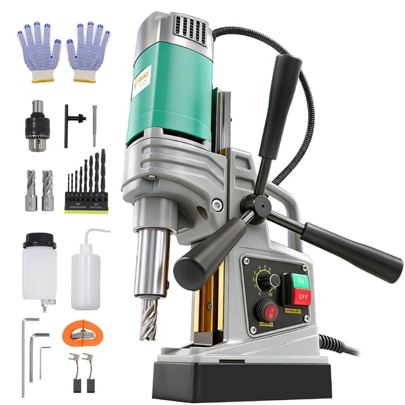 SHENGJINSH Magnetic Drill, 1550W 1.57" Boring Diameter, 2922 lbf Portable Electric Mag Drill Press, with 0 Coring Drills, Variable Speed, Drilling Machine for Metal Surface