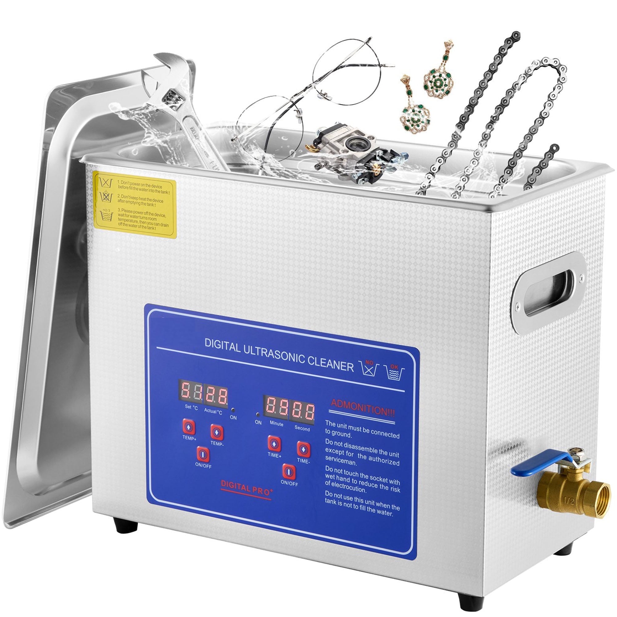 SHENGJINSH Ultrasonic Jewelry Cleaner, 6L Professional Jewelry Ultrasonic Cleaner Machine with Timer & Heater