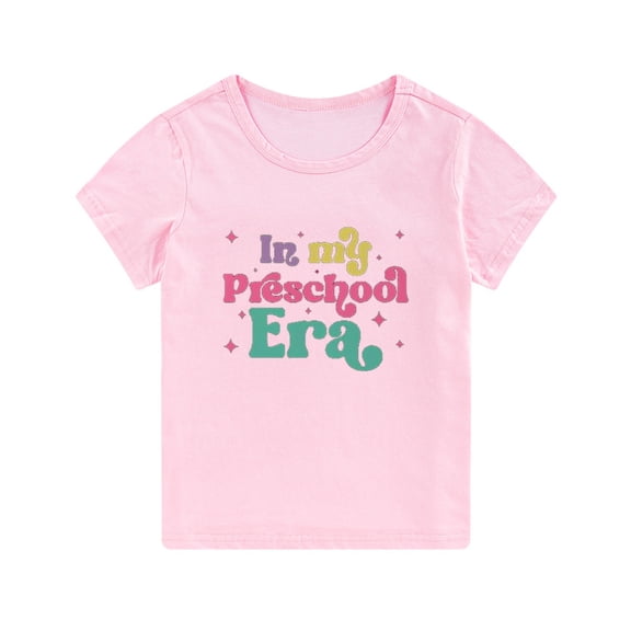 SHENGSI Cute Letter Print Children'S Short Sleeves for Back-To-School Season, Preschool Shirt Toddler Kids Preschool Tee First Day of School Shirt Girls Boys School Outfit Tops