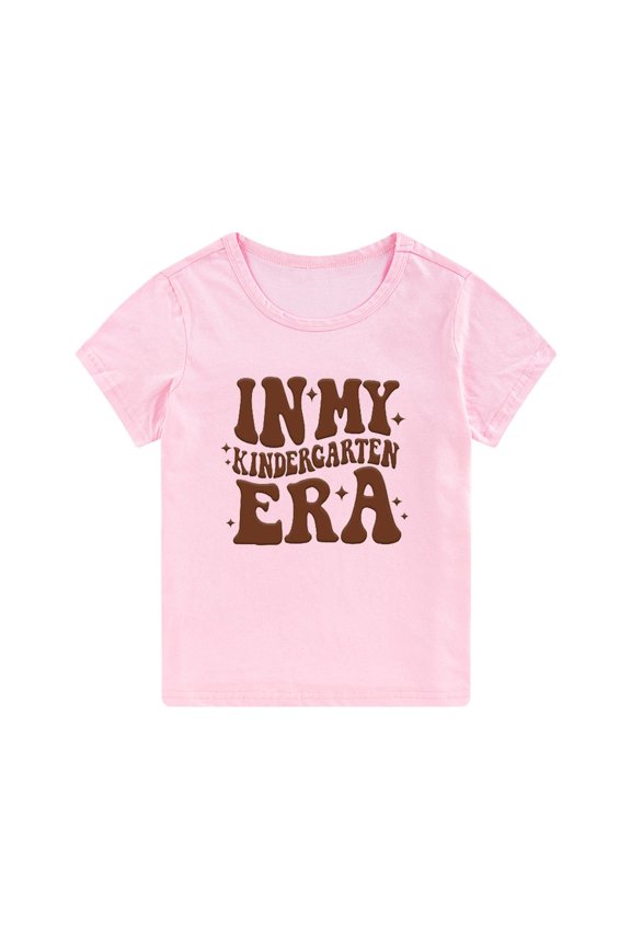 SHENGSI Cute Letter Print Children'S Short Sleeves for Back-To-School Season, Preschool Shirt Toddler Kids Preschool Tee First Day of School Shirt Girls Boys School Outfit Tops