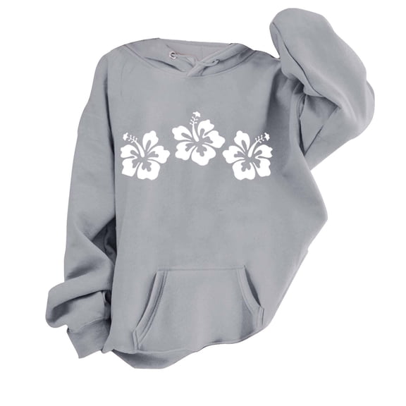 SHENGSI Girls Autumn Flower Heat-Painted Hoodie Casual Versatile Fleece Sweatshirt, Girls Fall Flower Stamping Hoodie Casual Hundred Padded Sweatshirt
