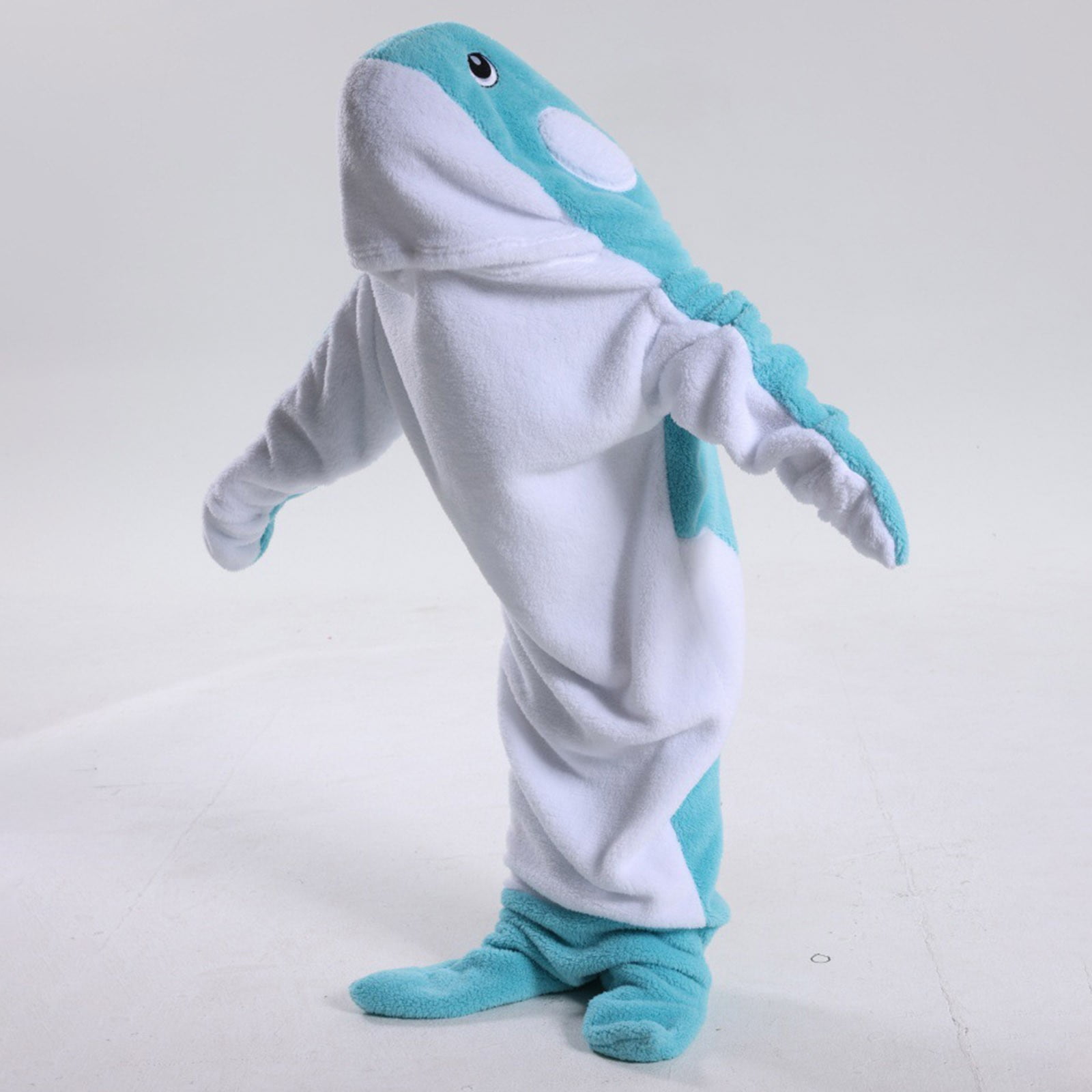 SHENGSI Kids Shark Whale Flannel Sleeping Bag Onesie, Blanket Hoodie Unisex Wearable Hoodie Blanket Soft Cozy Flannel Hoodie Cute for Children
