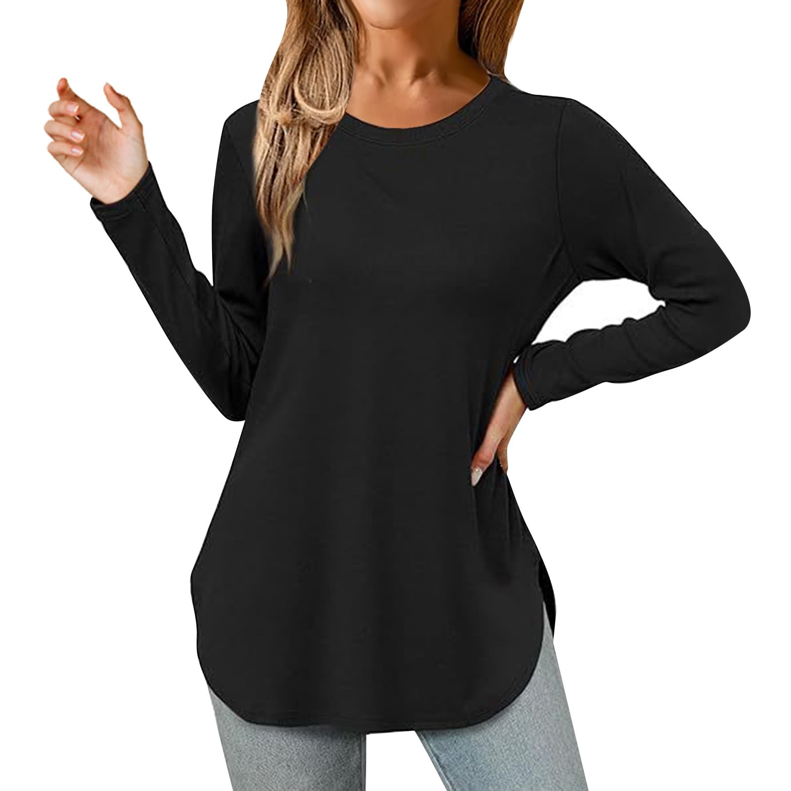 long sleeve side split top