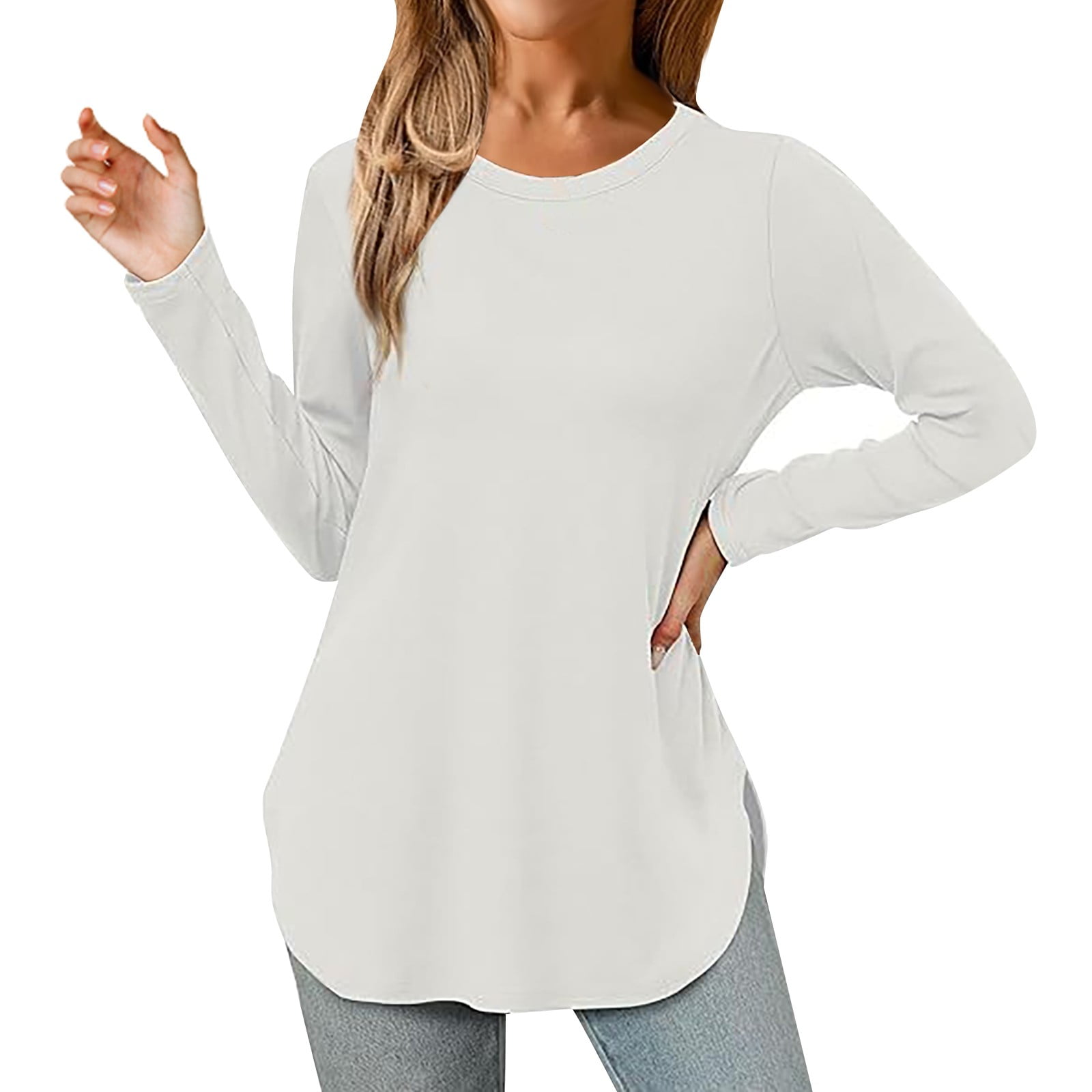 long sleeve side split top
