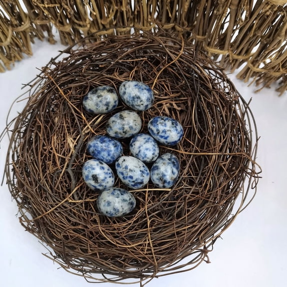 SHENGXINY 10PCS Easter Eggs, Crystal Mini Agate Bird Eggs Craft Display Props, Easter Decorations and Ornaments, Great for Easter Table Scatter & Gift Accessory Blue 0.8in
