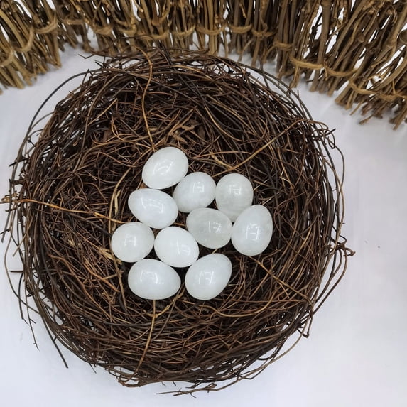 SHENGXINY 10PCS Easter Eggs, Crystal Mini Agate Bird Eggs Craft Display Props, Easter Decorations and Ornaments, Great for Easter Table Scatter & Gift Accessory Gray 0.63x0.83in