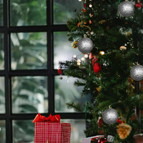 SHENGXINY 12PCS Christmas Tree Ornaments Balls with Hanging Rings Bright Colorful Decorations for Home,Indoor,Outdoor,Party,Birthday,Festival Ambiance Decoration 0.78Inch Silver