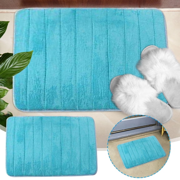 SHENGXINY 1PCS Bathroom Rugs, Washable No Slip Anti Mold Shower Mat, Quick Dry Rugs for Bath, Tub Shower, Indoor, Home Decor Accessories 2'8'x1'8' Lake Blue