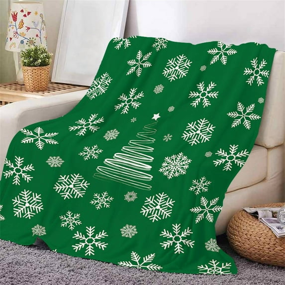 SHENGXINY Christmas Throw Blanket,Sherpa Fleece French Blanket.Series Blanket,Nap Blanket for Office,Home Decor Green 51.2x59.1in