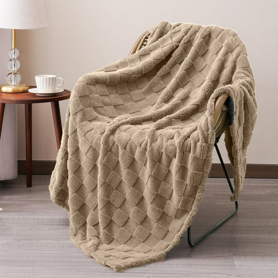 SHENGXINY Throw Blanket,Extra Soft Winter Thermal Lightweight Bed Throw Breathable Soft Comfortable Washable Blanket for All Season,Home Decor Khaki 27.5x39.3in