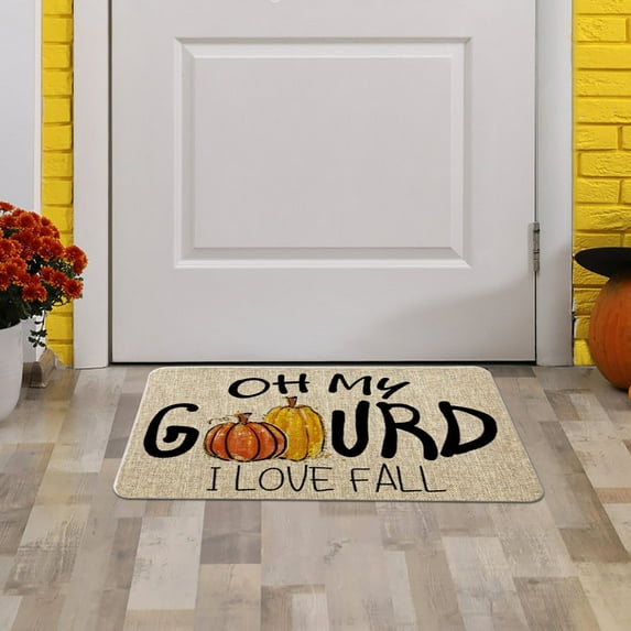 SHENGXINY 1PCS Halloween Front Door Mat with Pumpkin Patterned , Absorbent Muddy Dirt , Heavy Duty Durable Waterproof Super Absorbent Welcome Mat, Home Decorative 2'0'x1'4' Multicolor