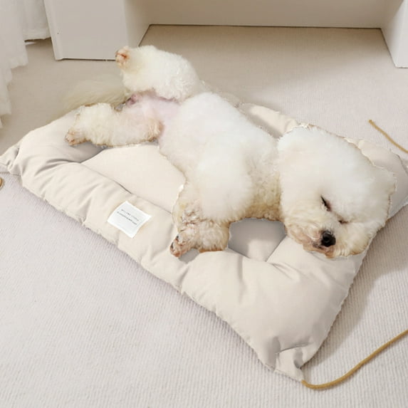 SHENGXINY 1PCS Large Plush Dog Pet Bed, Winter Thickened Warm Dog Kennel Washable Dog Mats, Polyester Pet Kennel Non Slip Stain Resistants Mat White 26.7x19.69x3.94in