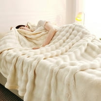 SHENGXINY Throw Blanket,Sherpa Fleece Embroidered Knee Bed Blanket Office Small Blanket,Home Decor,Home Decor White 39.3x59in