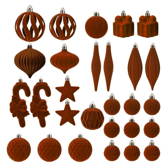 SHENGXINY 28PCS Velvet Christmas Balls Ornaments,Irregular Creativity Christmas Decorations,Hanging Decor for Tree,Birthday Valentine'S Day Party Home Decor Brown 3.15in