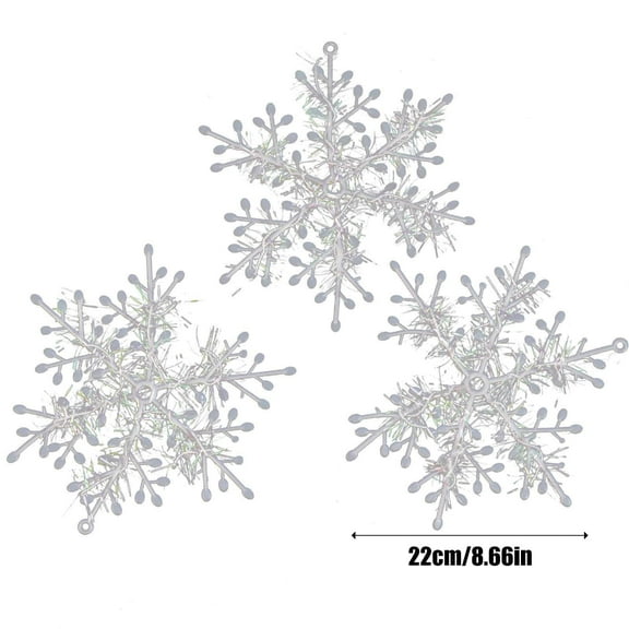 SHENGXINY 3PCS Christmas Snowflake Wreath for Front Door Hanging Window Decoration,Artificial Plants Wreath for Porch Outdoor Indoor Home Holiday Party Decor 8.66x8.66Inch Silver