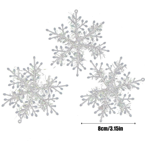 SHENGXINY 3PCS Christmas Snowflake Wreath for Front Door Hanging Window Decoration,Artificial Plants Wreath for Porch Outdoor Indoor Home Holiday Party Decor 3.15x3.15Inch Silver