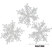 SHENGXINY 3PCS Christmas Snowflake Wreath for Front Door Hanging Window Decoration,Artificial Plants Wreath for Porch Outdoor Indoor Home Holiday Party Decor 2.36x2.36Inch Silver