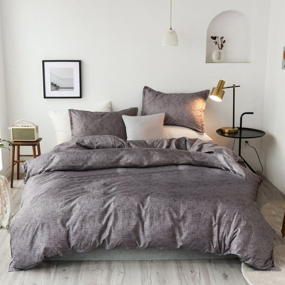 SHENGXINY 3PCS Duvet Cover Set,Twin / Twin XL Microfiber Bedding Set with Button Closure - Soft Breathable All-Season Home Decor Gray 53.14x78.74in