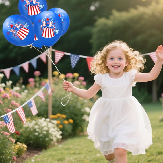 SHENGXINY 4PCS 4Th of July Balloons Set, Independence Day Decorations, Red White Blue Balloons for Independence Day Holiday Party Decor, Party Supplies Blue