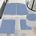 thumbnail image 1 of SHENGXINY 5PCS No Slip Bathroom Rug Mat Set with U-Shaped Toilet Rug, Microfiber Shaggy Bath Set, Anti Mold Absorbent Dirt Ultra Soft Carpet Mats for Toilet, Tub, Shower, Indoor Blue, 1 of 7