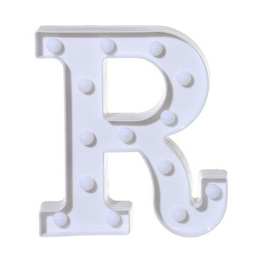 SHENGXINY 6.4in Letter Decorative Lamp Clearance Alphabet LED Letter Lights Light Up White Plastic Letters Standing Hanging R